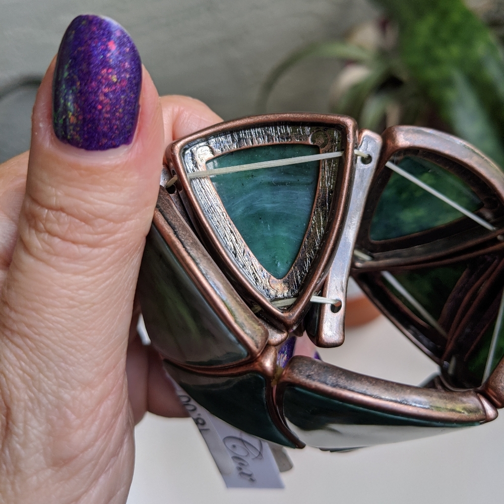 Sue Cox Green Stretch Bracelet Copper Bronze - Picture 7 of 15